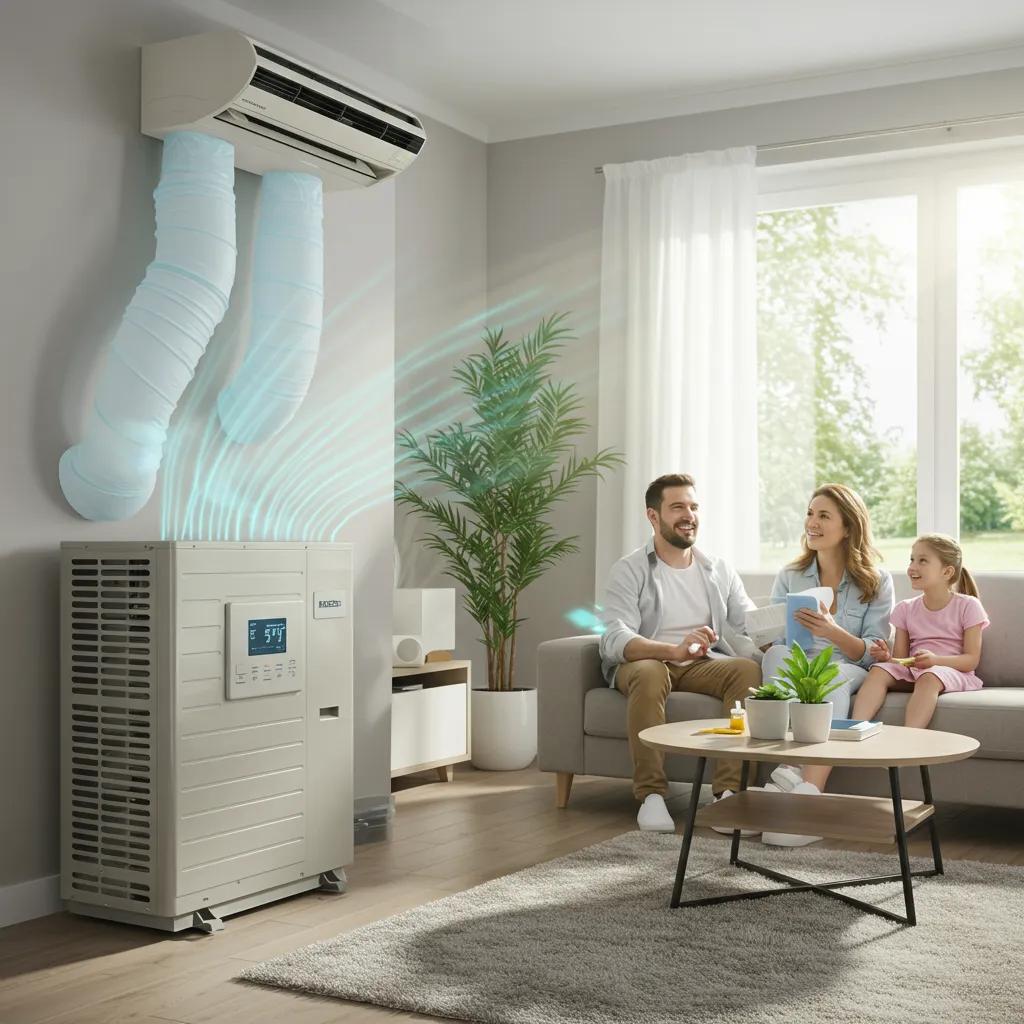 HVAC Blog 1 Family enjoying clean air in a modern living room with visible HVAC system